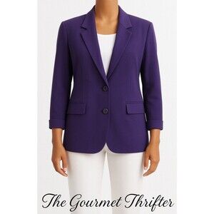 💜 KGR Wool Blazer Purple Jacket USA Made Vintage Oversized Small Fall Winter